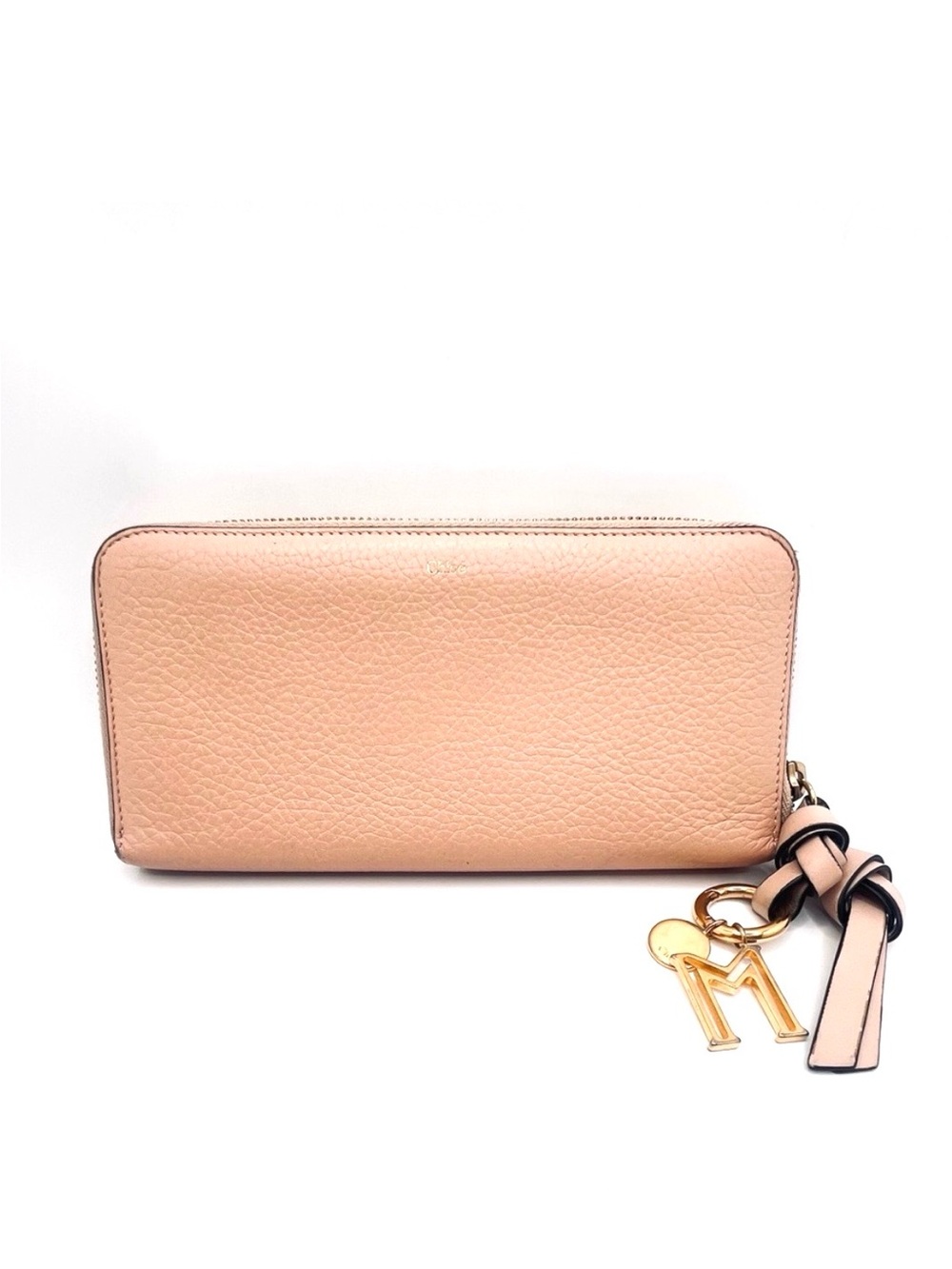 Authentic Chloe Pink Leather Double Zipper Long Wallet W/ Charms